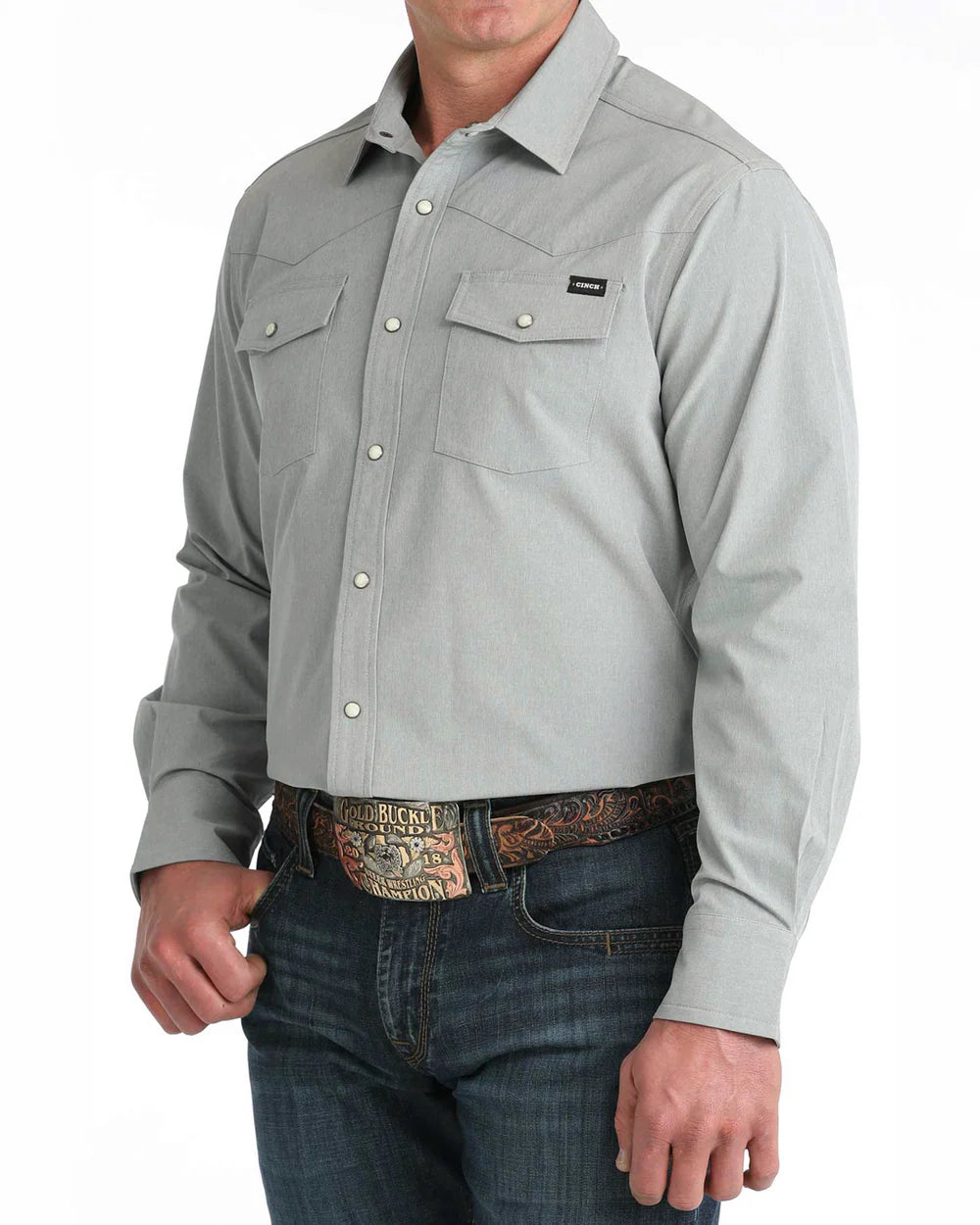 Cinch - Men's Grey Stretch Ripstop Camp Arena Shirt