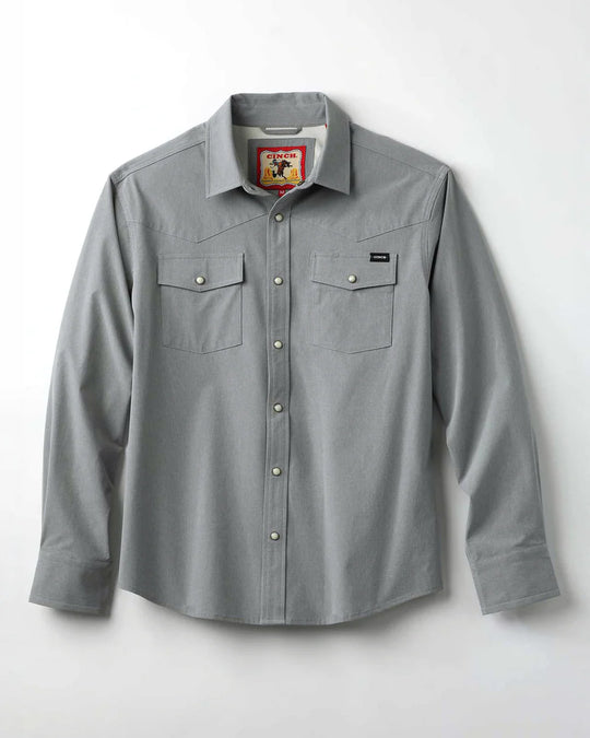 Cinch - Men's Grey Stretch Ripstop Camp Arena Shirt