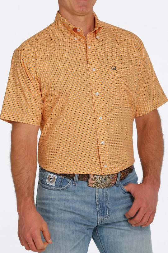 Cinch - Mens Classic Fit Yellow Short Sleeve Shirt