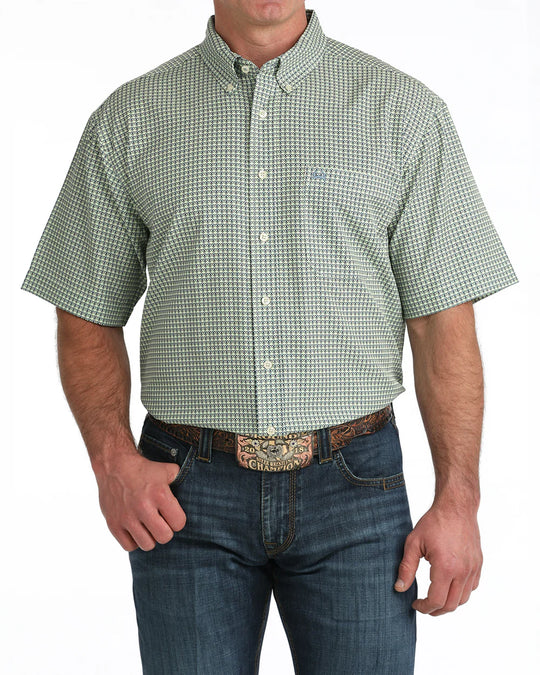 Cinch - Men's Green Geo SS Button Down