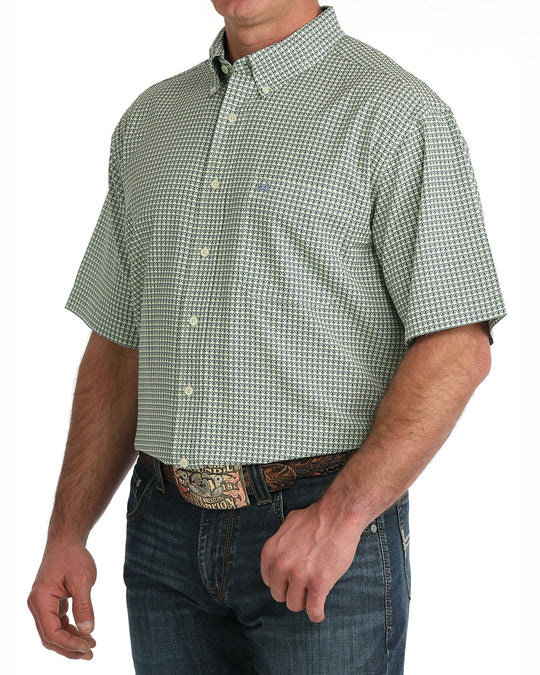 Cinch - Men's Green Geo SS Button Down
