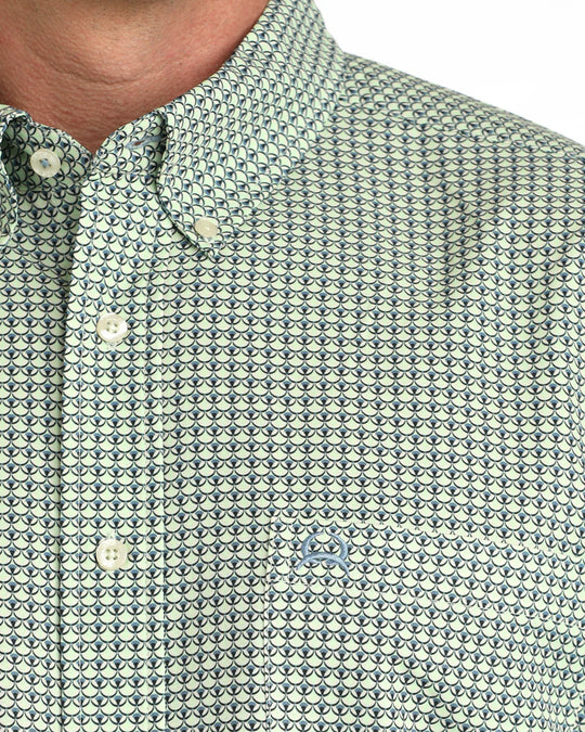Cinch - Men's Green Geo SS Button Down