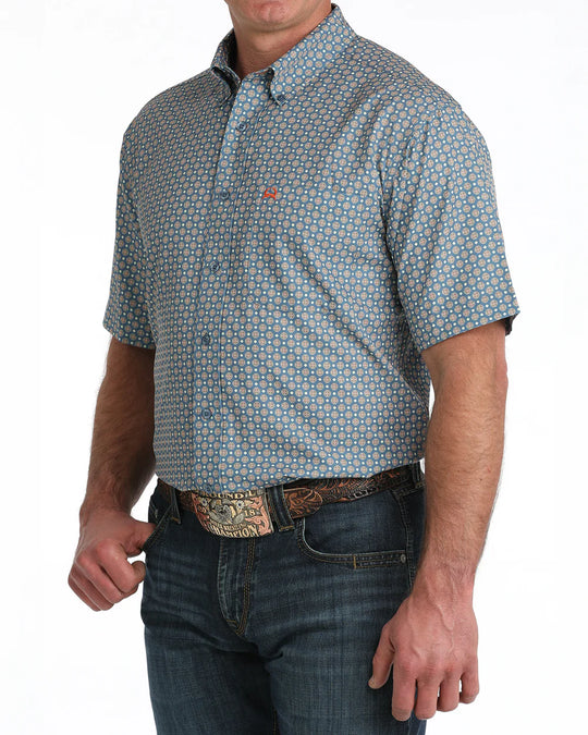 Cinch - Men's Arenaflex Blue Geo SS Arena Shirt