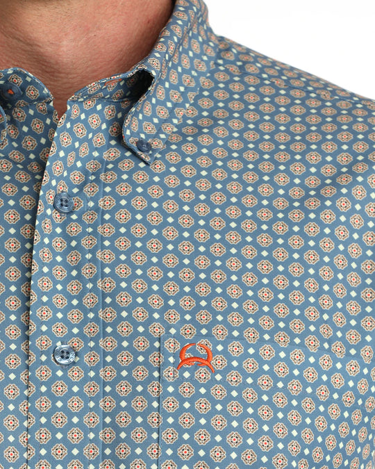 Cinch - Men's Arenaflex Blue Geo SS Arena Shirt