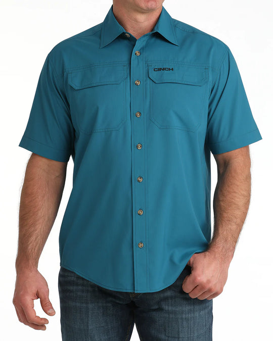 Cinch - Men's S/S Arenaflex Teal Button Down Western Shirt