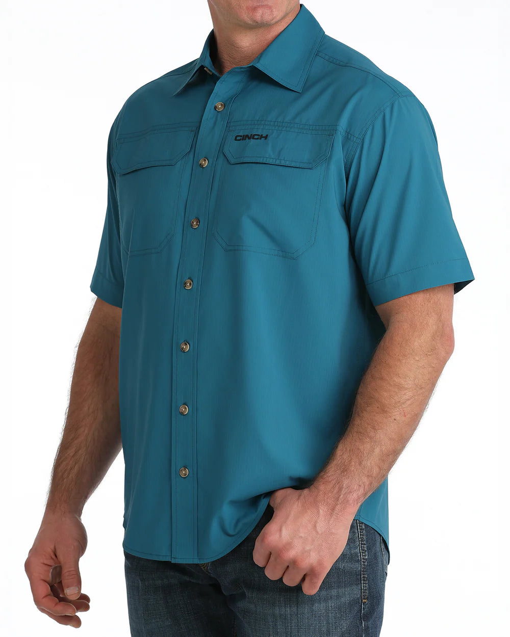 Cinch - Men's S/S Arenaflex Teal Button Down Western Shirt