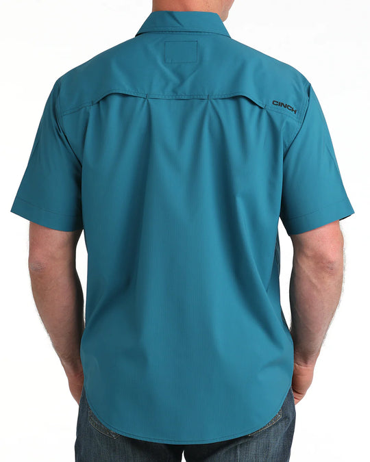 Cinch - Men's S/S Arenaflex Teal Button Down Western Shirt