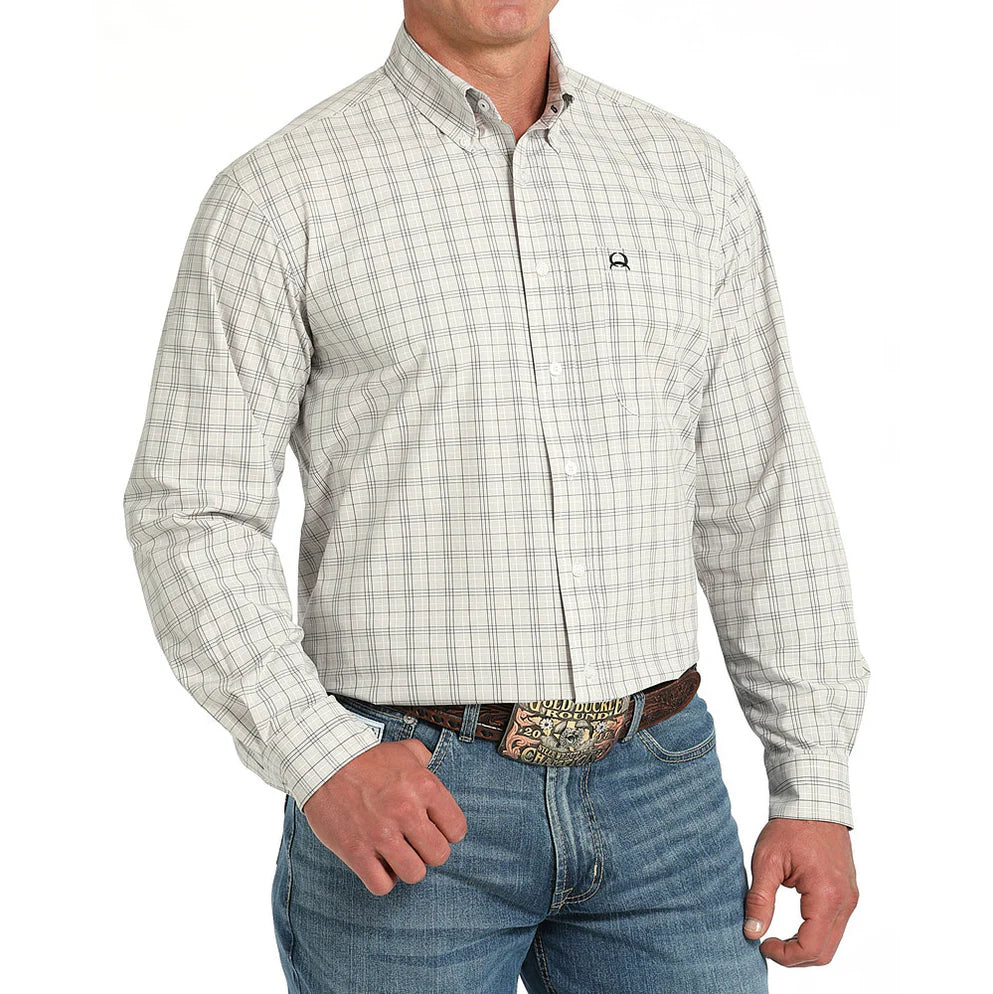 Cinch - Mens White Plaid Arena Flex Shirt