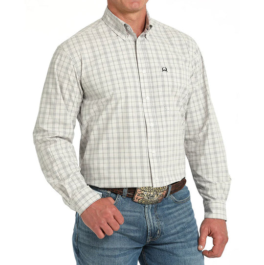 Cinch - Mens White Plaid Arena Flex Shirt