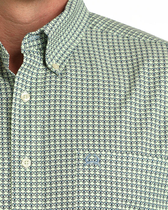 Cinch - Men's Green Geo Long Sleeve Arena Shirt