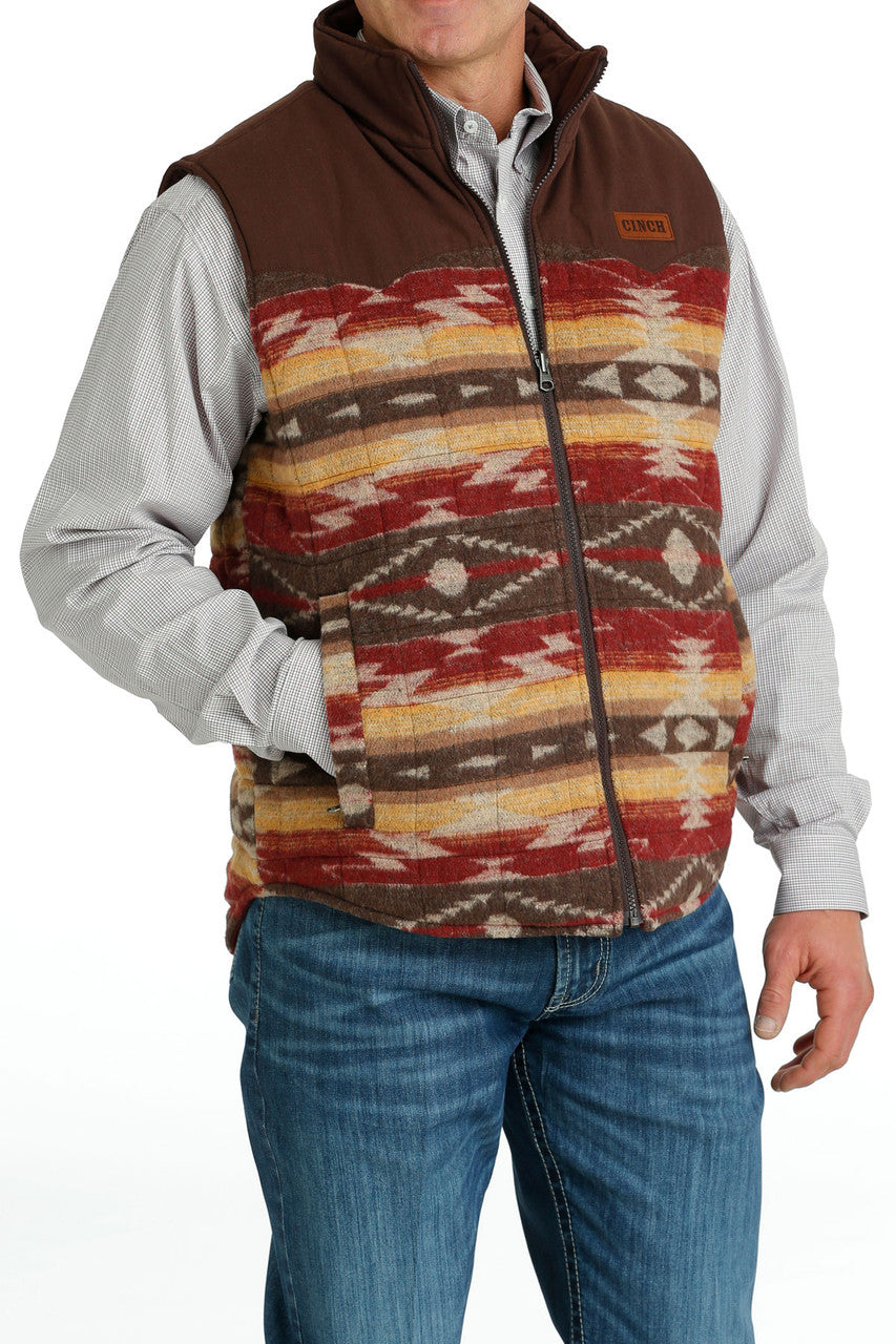 Cinch - Mens Reversible Maroon Aztec Vest