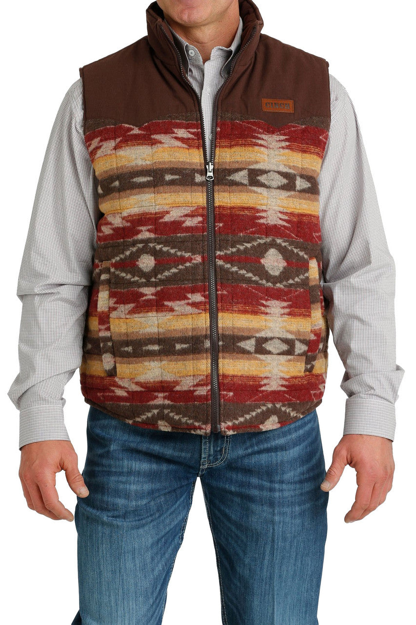 Cinch - Mens Reversible Maroon Aztec Vest