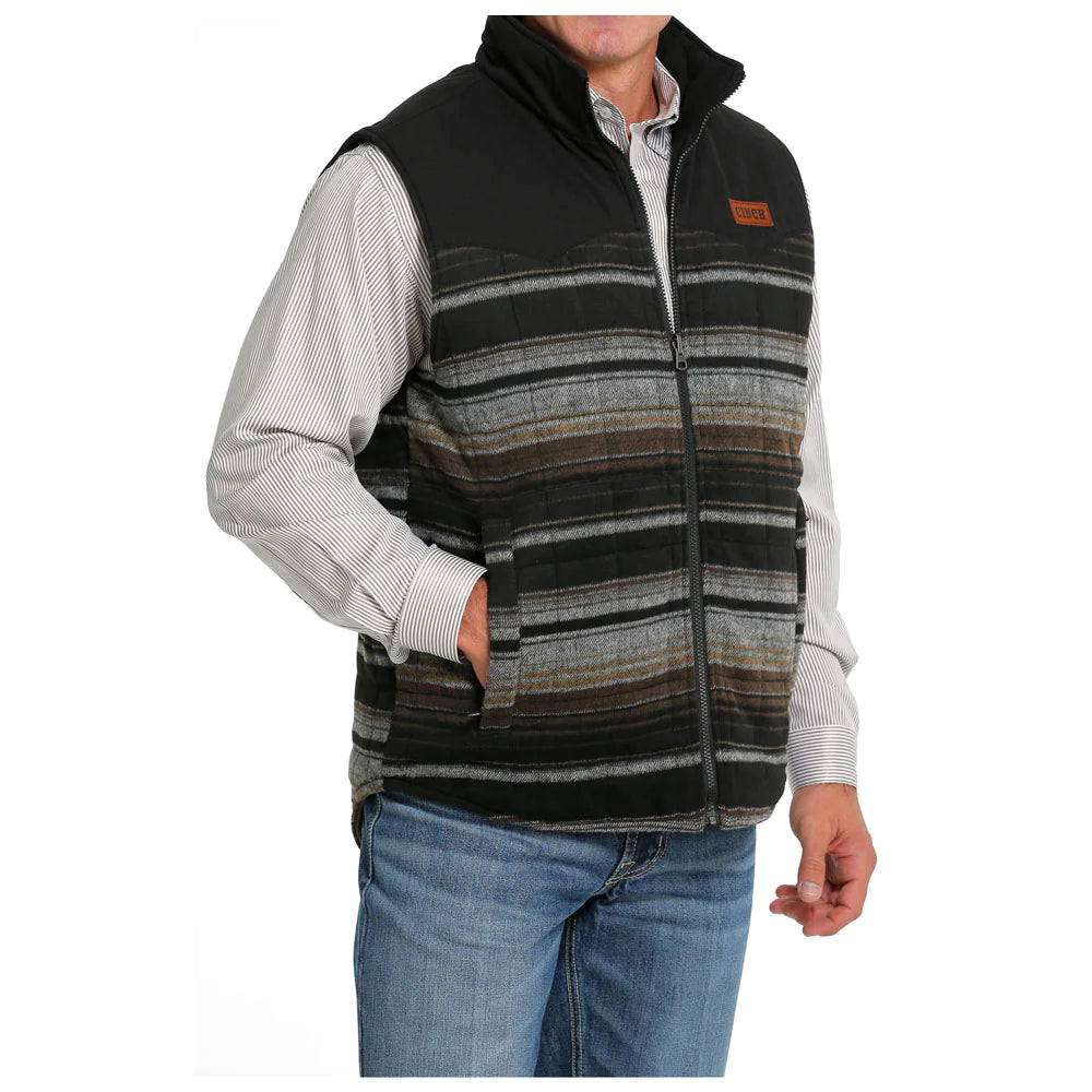 Cinch - Mens Reversible Brown/Striped Vest