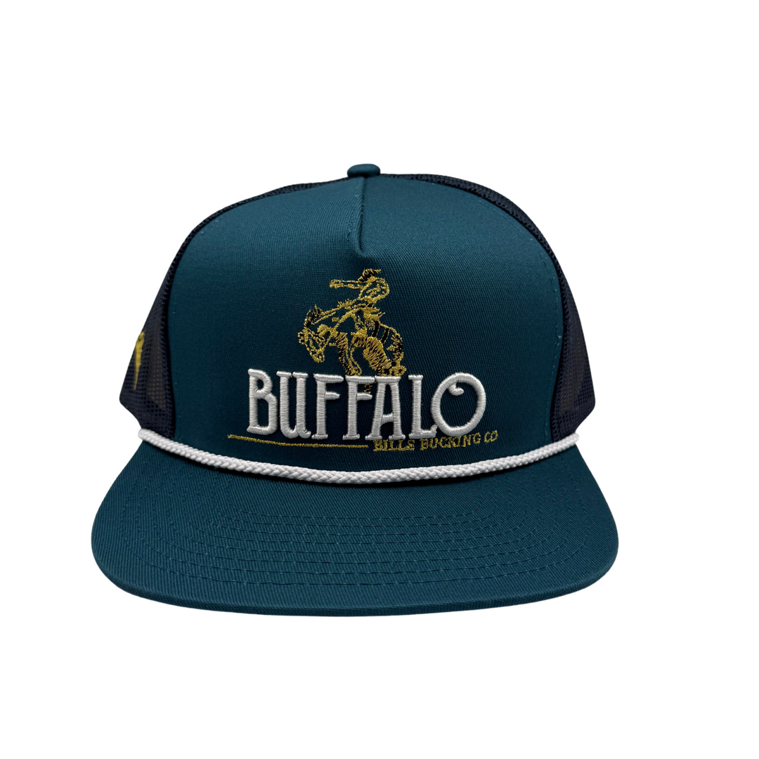 BBWS - Dark Teal Bucking Bronc Flat Cap