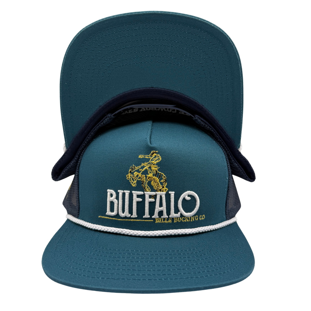 BBWS - Dark Teal Bucking Bronc Flat Cap