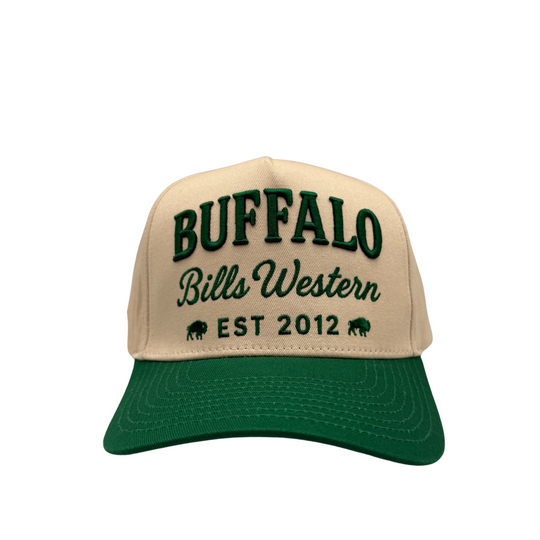 BBWS - Cream/Green Buffalo Retro Full Fabric Cap