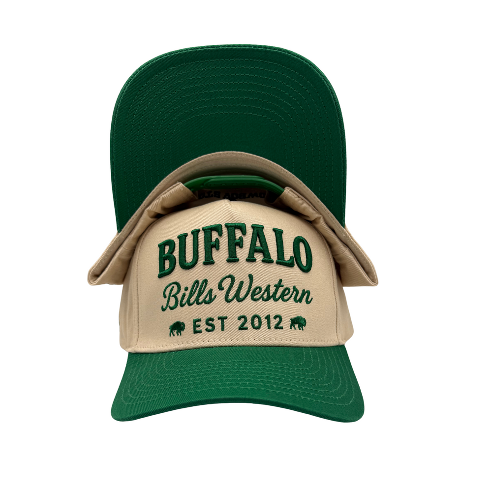 BBWS - Cream/Green Buffalo Retro Full Fabric Cap