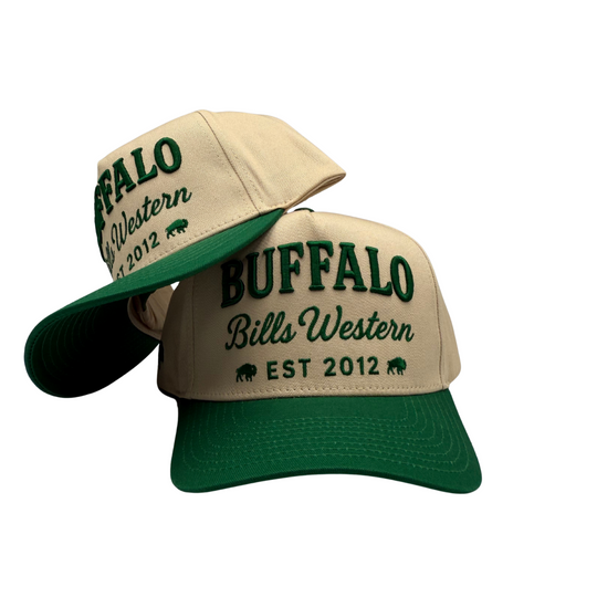 BBWS - Cream/Green Buffalo Retro Full Fabric Cap