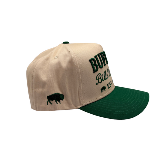 BBWS - Cream/Green Buffalo Retro Full Fabric Cap