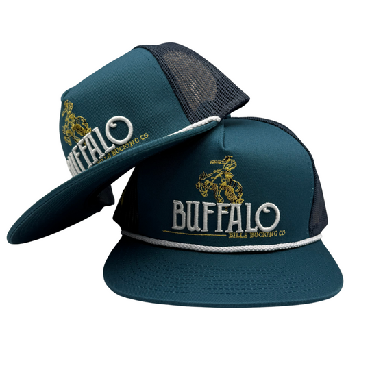 BBWS - Dark Teal Bucking Bronc Flat Cap