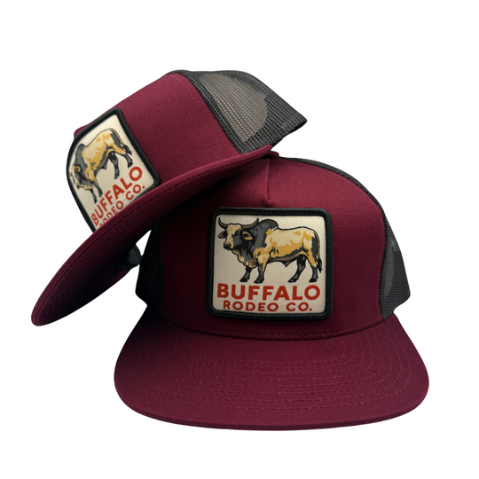 BBWS - Maroon Brahma Rodeo Co Flat Cap