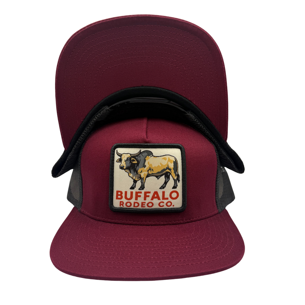 BBWS - Maroon Brahma Rodeo Co Flat Cap