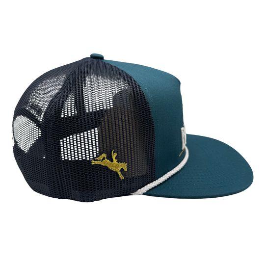 BBWS - Dark Teal Bucking Bronc Flat Cap