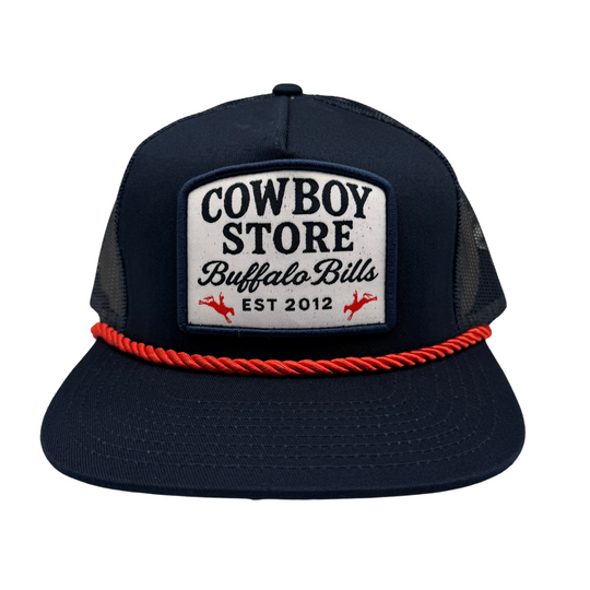 BBWS - Navy Cowboy Store Retro Flat Cap