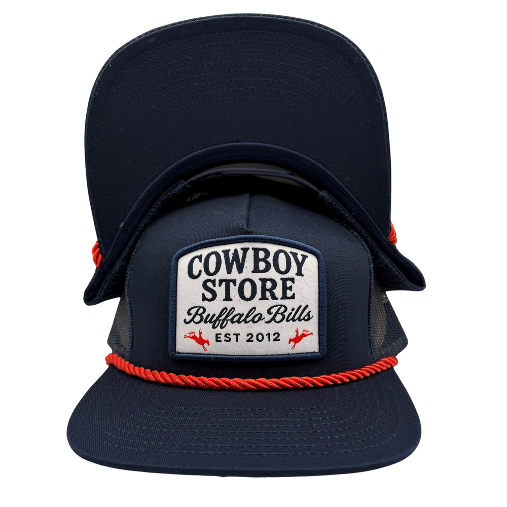 BBWS - Navy Cowboy Store Retro Flat Cap