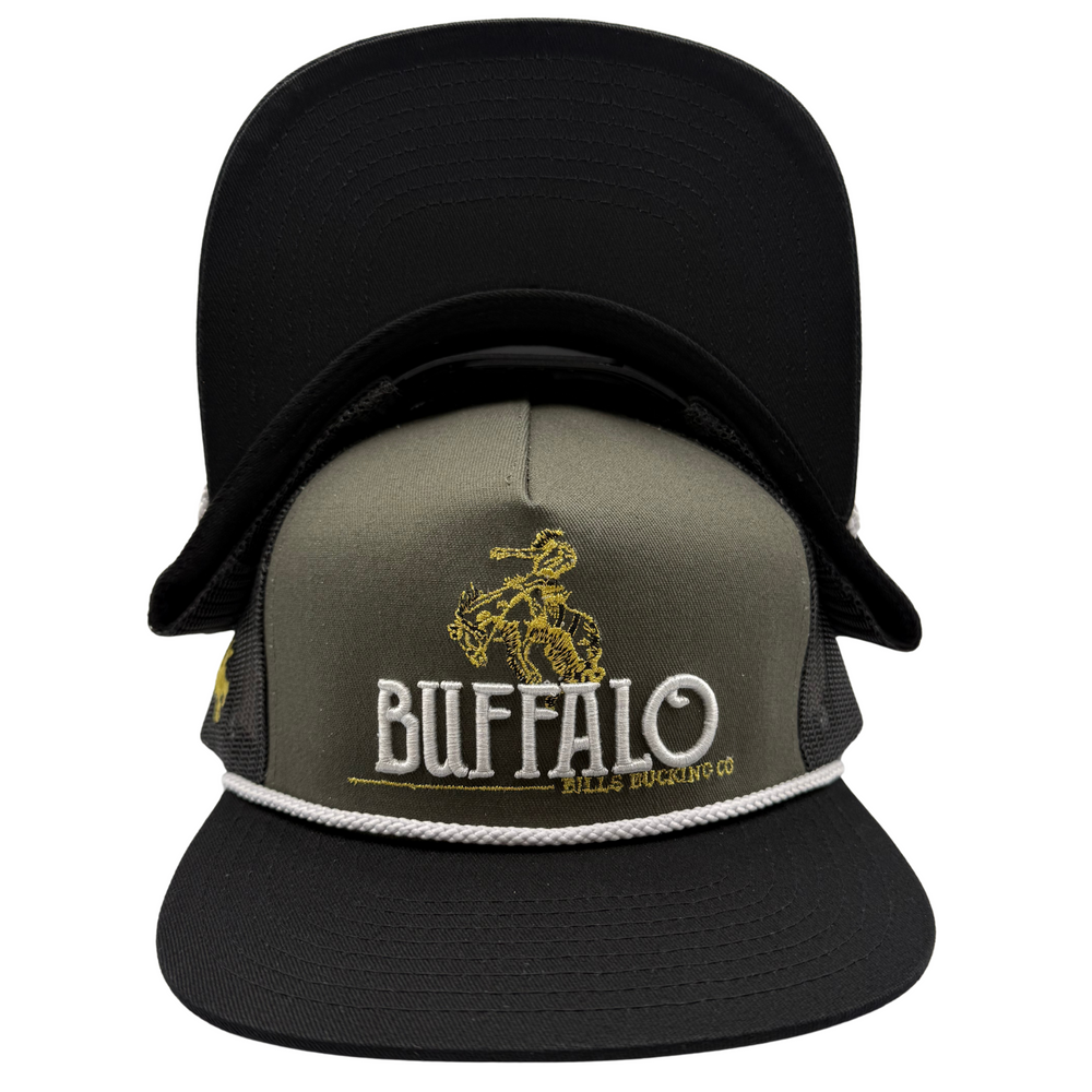 BBWS - Grey/Black Bucking Bronc Flat Cap