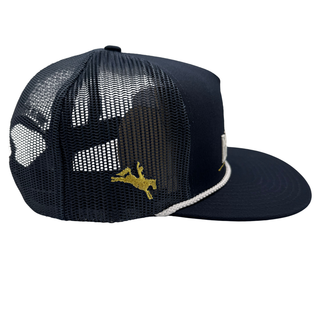 BBWS - Navy Bucking Bronc Flat Cap