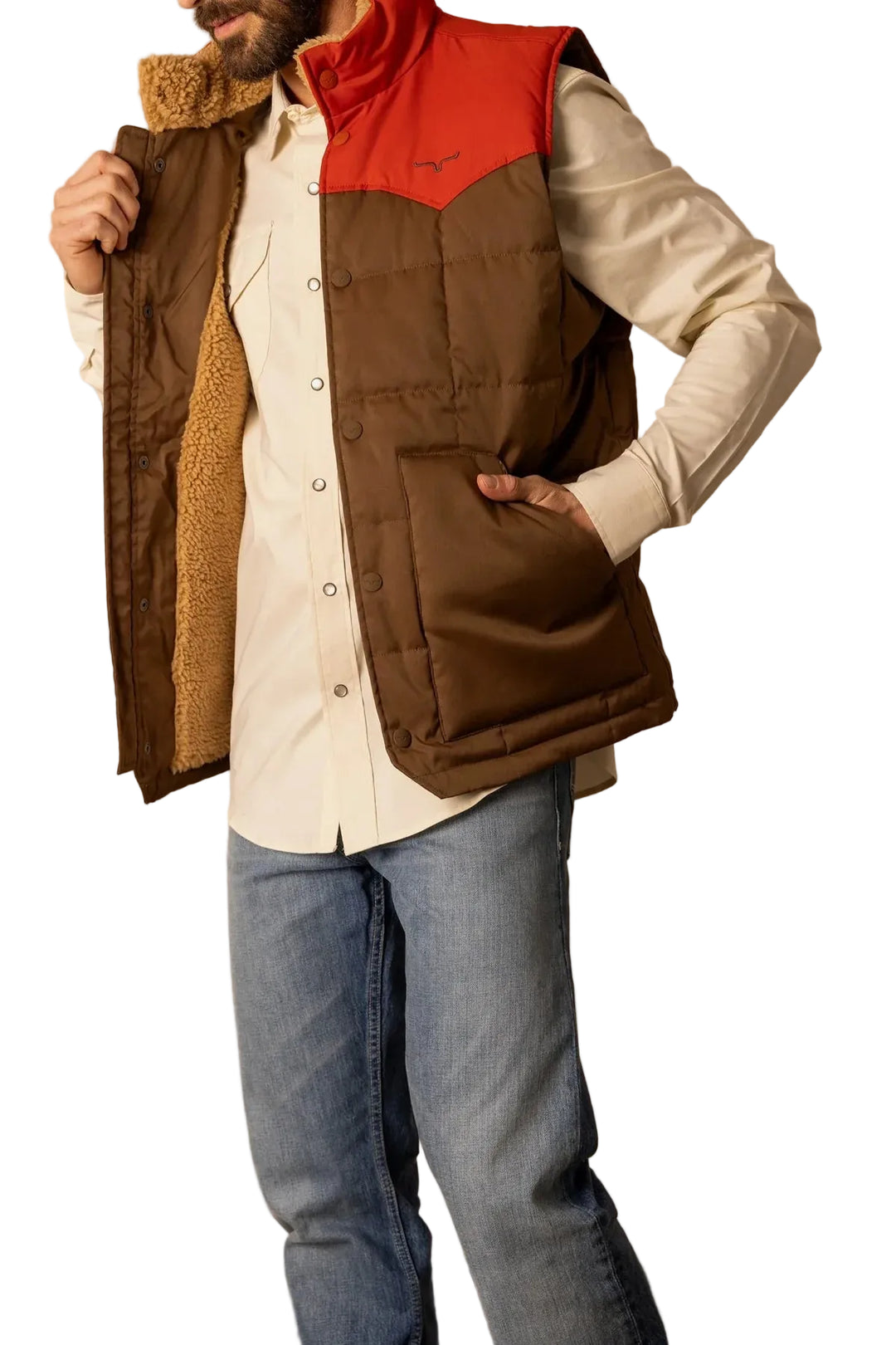 Kimes Ranch - Men's Muir Trail Vest Brown/Red