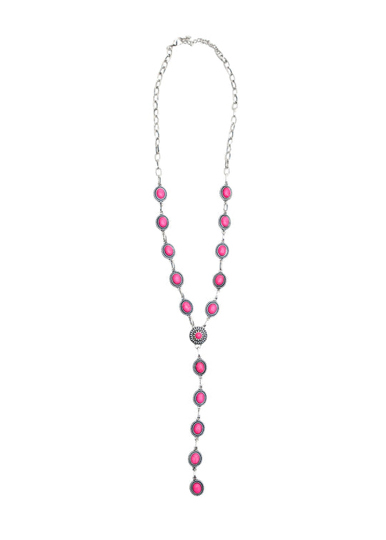 West & Co - Pink Oval Concho Necklace