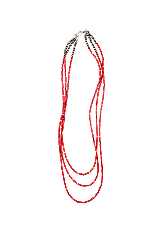 West & Co - Red Rainey Triple Necklace