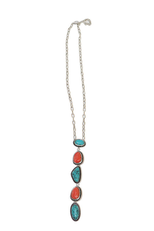 West & Co - Turquoise & Coral Drop Necklace