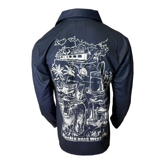 BBWS - Mens Navy NT Map Fishing Shirt