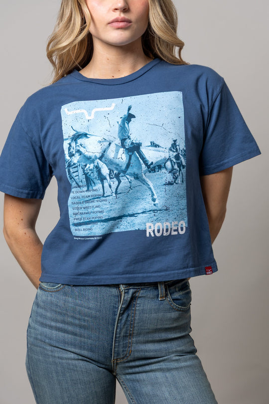 Kimes Ranch - Womens Not Our First Dark Blue Cropped Tee