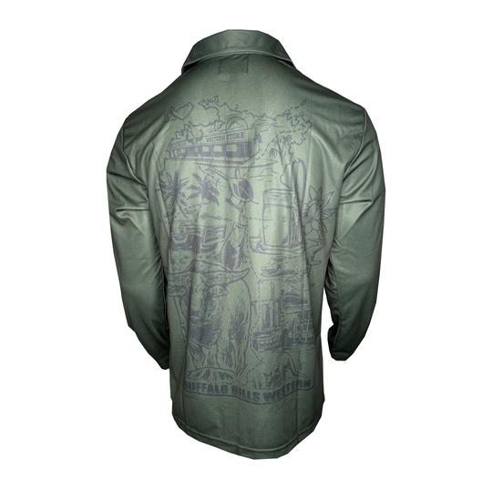 BBWS - Mens Olive NT Map Fishing Shirt