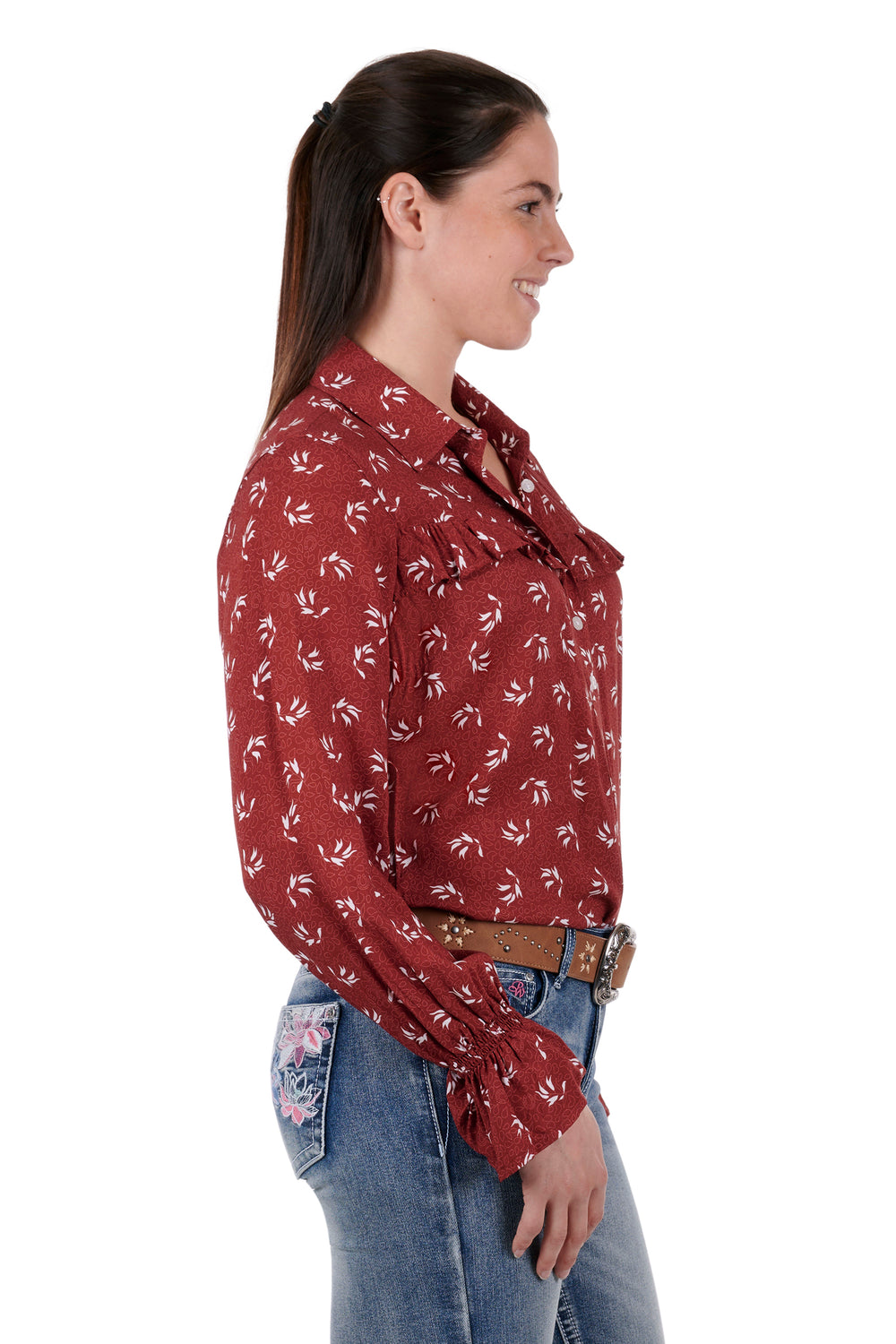 Pure Western - Womens Nylah Red Arena Shirt