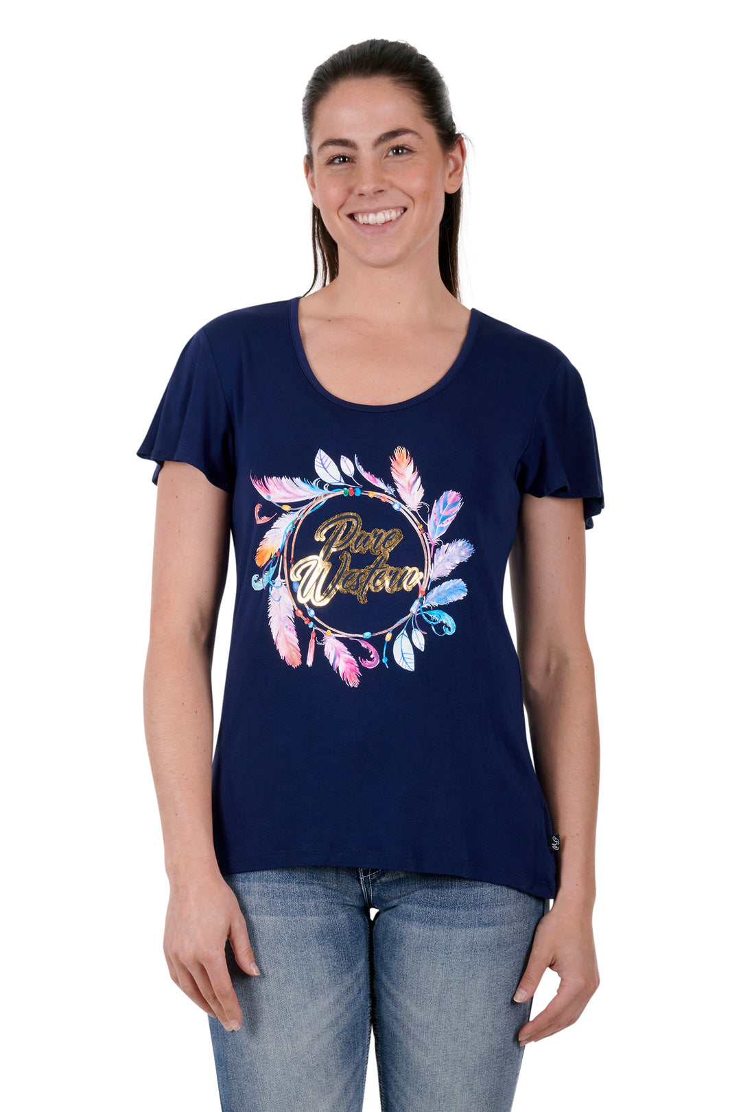 Pure Western - Womens Dylan Navy Tee