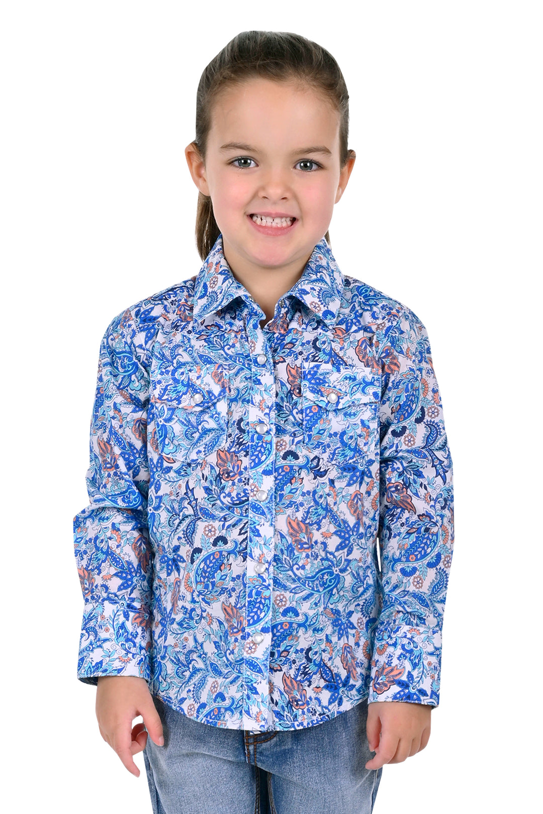 Pure Western - Girls Frances Blue Arena Shirt