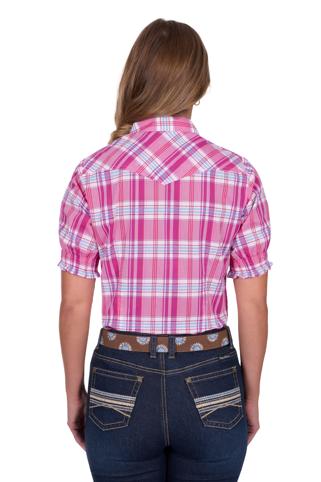 Pure Western - Womens Pink Check Leni SS Shirt
