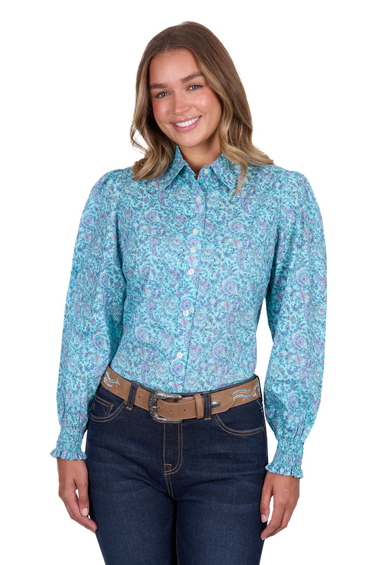 Pure Western - Womens Turquoise Riley Arena Shirt