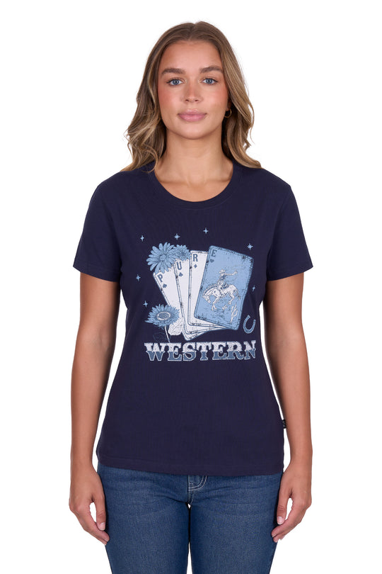 Pure Western - Womens Sherry Navy Tee