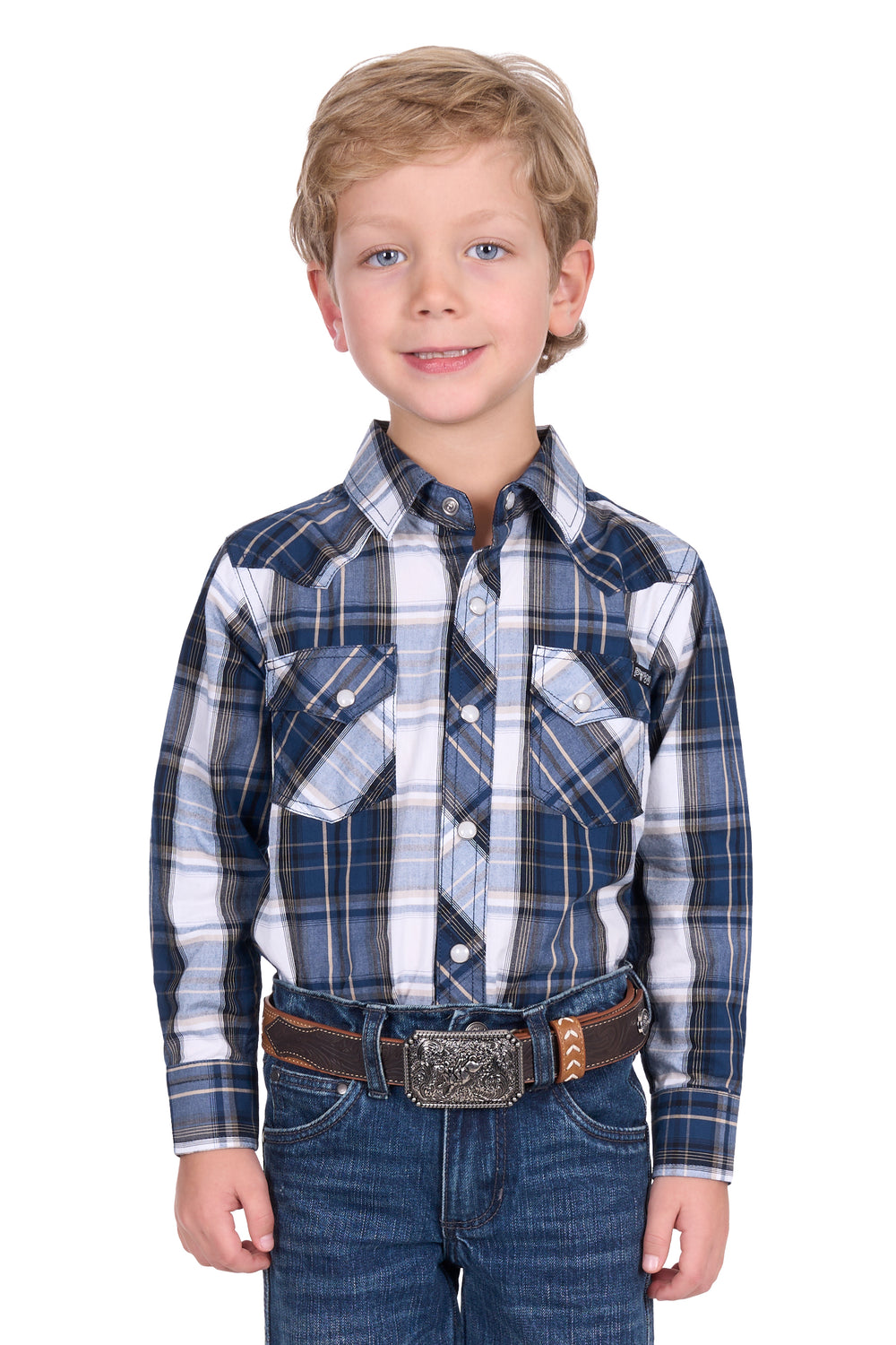 Pure Western - Boys Nicholas Check Arena Shirt
