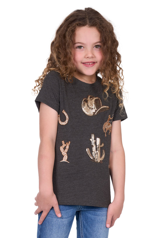 Pure Western - Girls Bonita Charcoal Tee