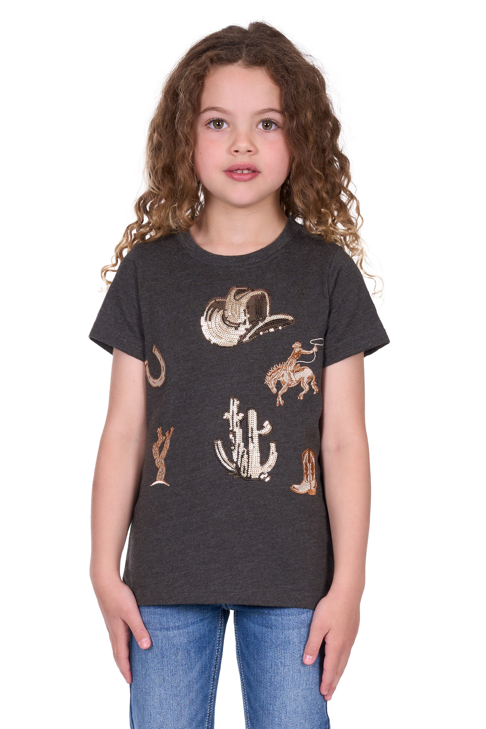 Pure Western - Girls Bonita Charcoal Tee