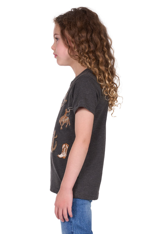 Pure Western - Girls Bonita Charcoal Tee
