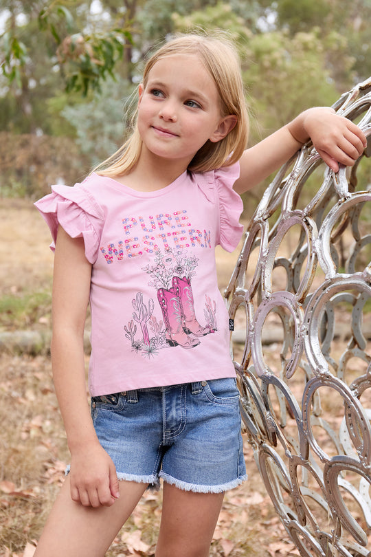 Pure Western - Girls Pink Pietta Tee