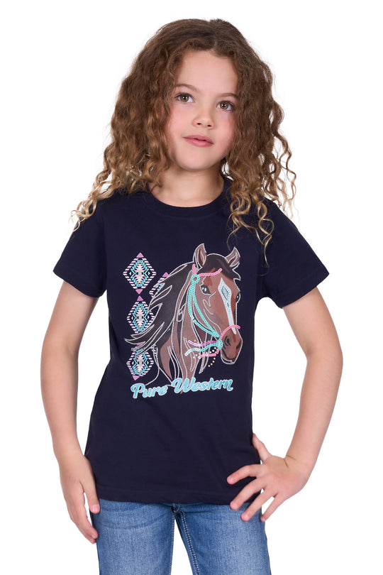 Pure Western - Girls Navy Ashlyn Tee